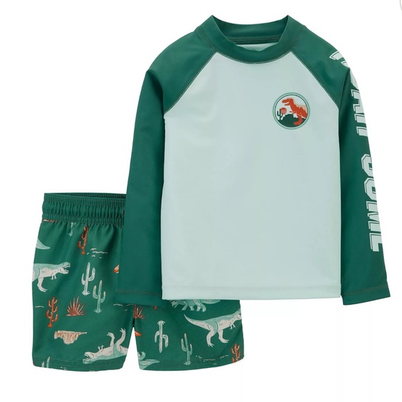 Carter's Other - Carter's Toddler Boys Rash Guard Top Dinosaur-Print Swim Shorts 2 piece set 3T